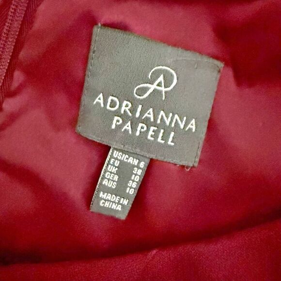 ADRIANNA PAPELL | Wine Maroon Burgundy Ruched Sleeveless Sheath Dress | Size 6 - Picture 6 of 8